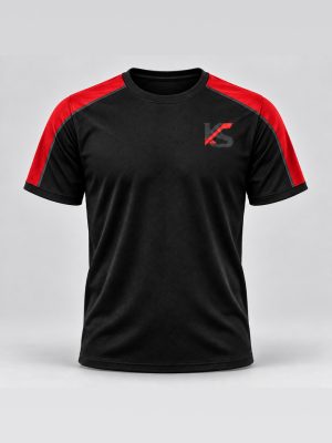 Black and Red Shoulder T-Shirt